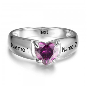 Birthstone Ring, Sterling Silver Personalized Engravable Ring JEWJORI102732